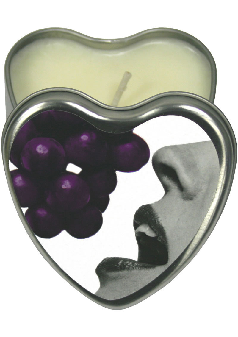 Earthly Body Heart-shaped Hemp Seed Edible Massage Candle Grape 4oz